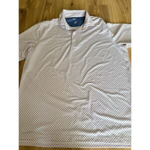 Johnnie-O Mens XL Performance Polo Shirt Geometric Floral Print Stretch Golf Tee